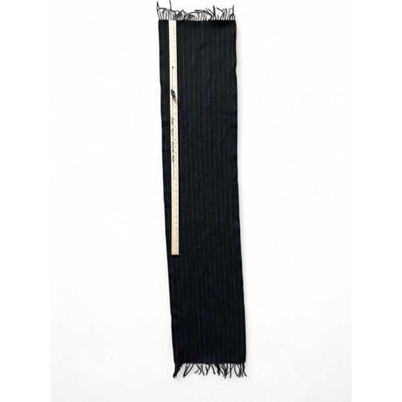 Pronto Uomo Scarf Mens Black Tan Pinstripe 100 Percent Wool Winter Warm Soft - Picture 3 of 3